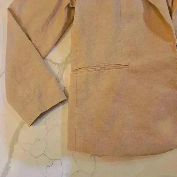 Marina Luna Womens Linen Open Blazer Peach Tan Size XL - Picture 4 of 11